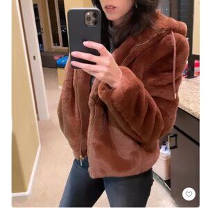 Rachel Zoe | Rust brown Teddy faux fur‎ jacket | Size Medium Women's